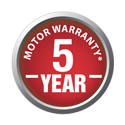 5 Year warranty on motor