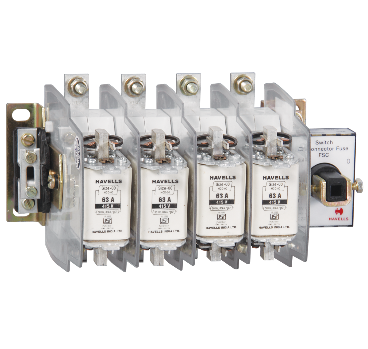 Kompact EZO Switch Disconnector Fuse Unit Four Pole with Sheet Steel Enclosure with 4 Fuse